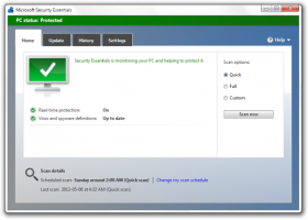 Microsoft Security Essentials screenshot