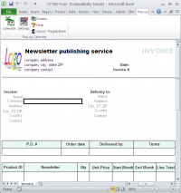 Newsletter Publishing Invoice Template screenshot