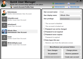 Quick User Manager screenshot