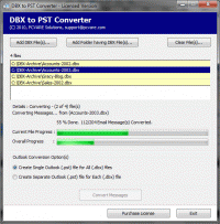 DBX into PST screenshot