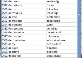 Wordlist English Norwegian Nynorsk screenshot