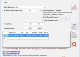 Gas Sonic Velocity Calculator screenshot