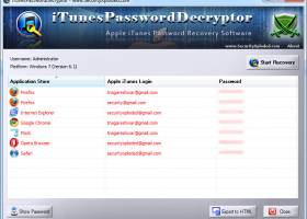 Password Decryptor for Apple iTunes screenshot