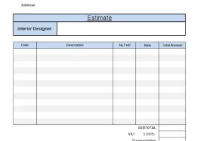 Solid Surface Firm Estimate Form screenshot