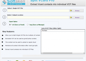 Softaken Split vCard Tool screenshot