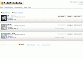 Norton Online Backup screenshot