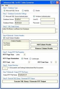 Advanced SQL To RTF Table Converter screenshot