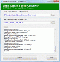 Convert Access to Excel screenshot