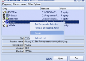 GSA Autostart Cleaner screenshot