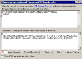 Barcode Scanner ASCII String Decoder screenshot