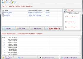 Phone Number Extractor Files Software screenshot