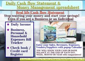 Daily Cash flow Statement spreadsheet screenshot