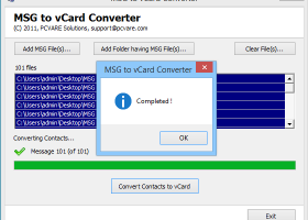 Convert Contacts .msg to .vcf screenshot