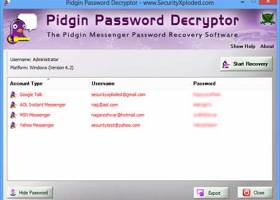 Pidgin Password Decryptor screenshot