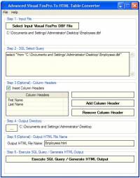 Advanced FoxPro To HTML Table Converter screenshot