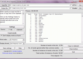 Hermetic Word Frequency Counter screenshot