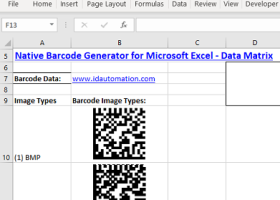 Excel Data Matrix 2D Barcode Generator screenshot