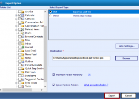 Outlook PST to PDF screenshot