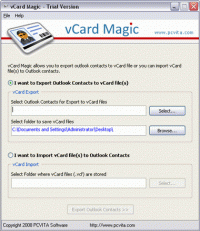 Export vCard to Outlook screenshot