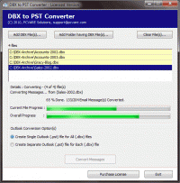 Microsoft OE DBX to Outlook 2007 PST screenshot