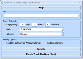 Automatically Empty Recycle Bin Software screenshot