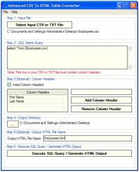 Advanced CSV To HTML Table Converter screenshot