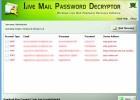 Live Mail Password Decryptor screenshot