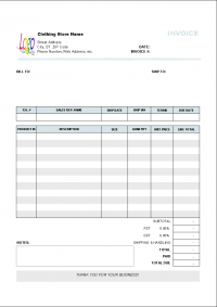 Clothing Store Invoice Template screenshot