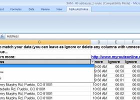 MyRouteOnline Excel Add-in Route Planner screenshot