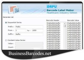 Barcodes Generator for Medical Equipment screenshot