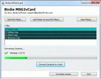 View Microsoft Outlook MSG in vCard screenshot