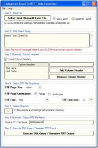 Advanced Excel To RTF Table Converter screenshot