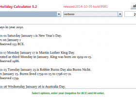 Holiday Calculator screenshot