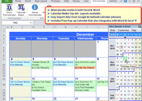 WinCalendar for Windows, Word and Excel screenshot