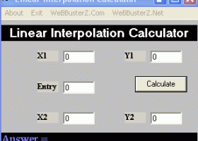 Linear Interpolation calculator screenshot